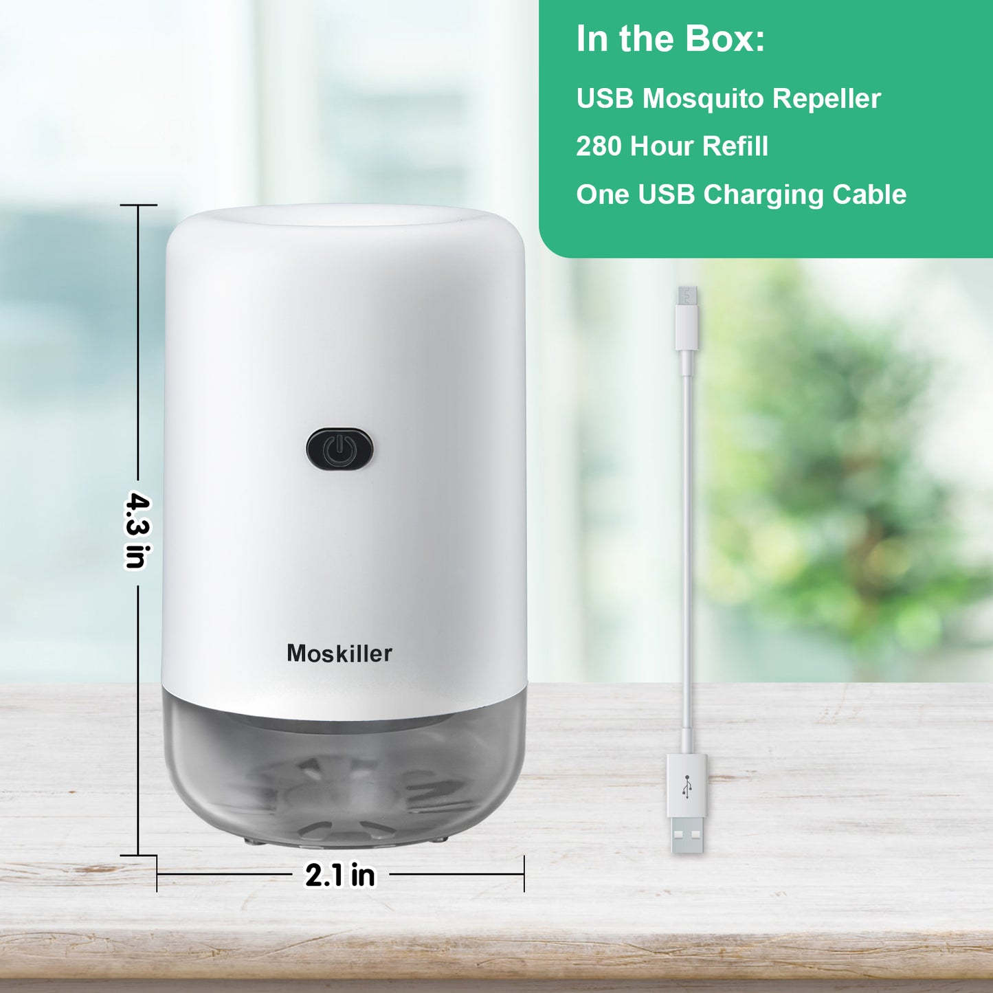 Moskiller Mosquito Repeller, USB Electronic Mosquito Repeller Indoor Use, Includes 280 Hr Repellent Refill for Home, Bedroom, Office
