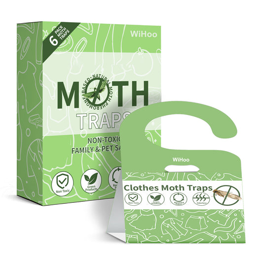 WiHoo Pesticides Clothes Moth Traps for Clothes Closets 6-Pack for House Indoor Clothing Carpet