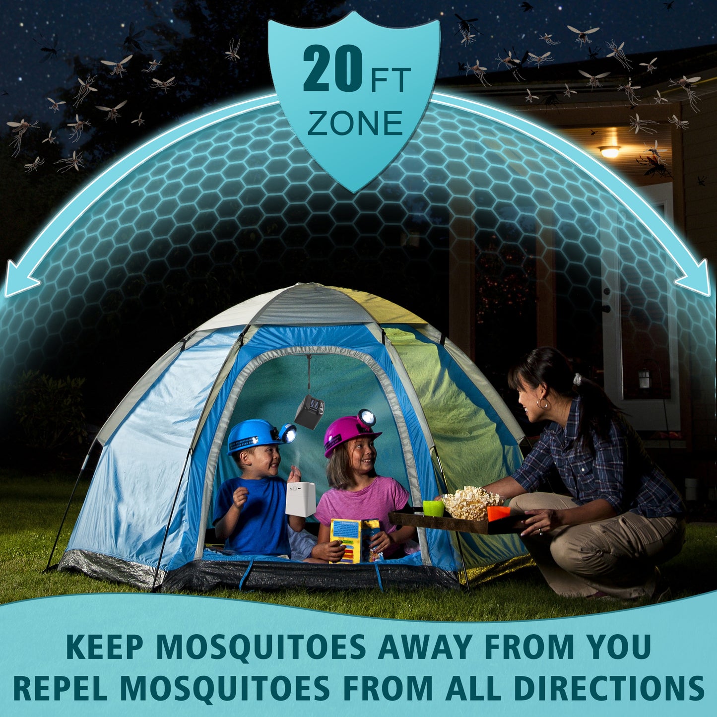 WiHoo Mosquito Repeller Outdoor Patio, Rechargeable Electronic Mosquito Repellent Indoor for Backyard, Poolside, Decks, Porches, Camping