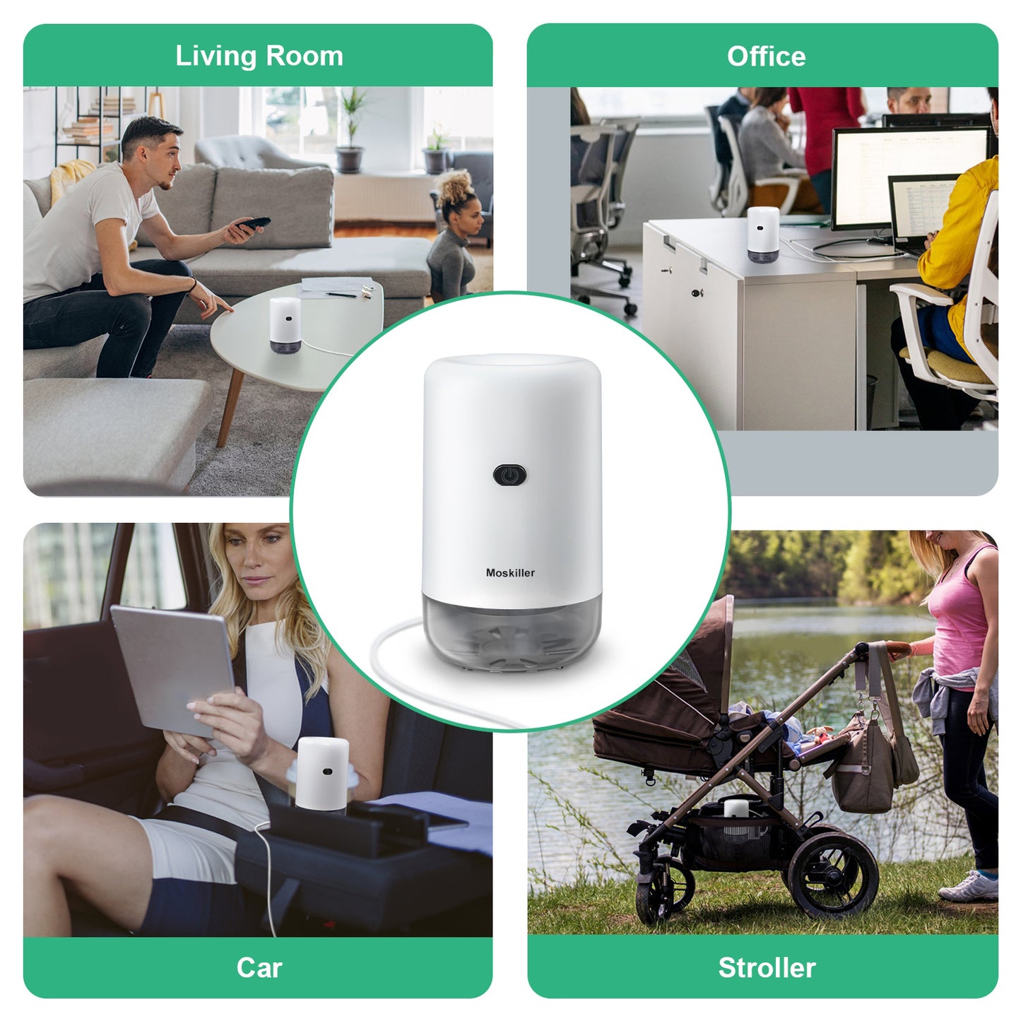 Moskiller Mosquito Repeller, USB Electronic Mosquito Repeller Indoor Use, Includes 280 Hr Repellent Refill for Home, Bedroom, Office