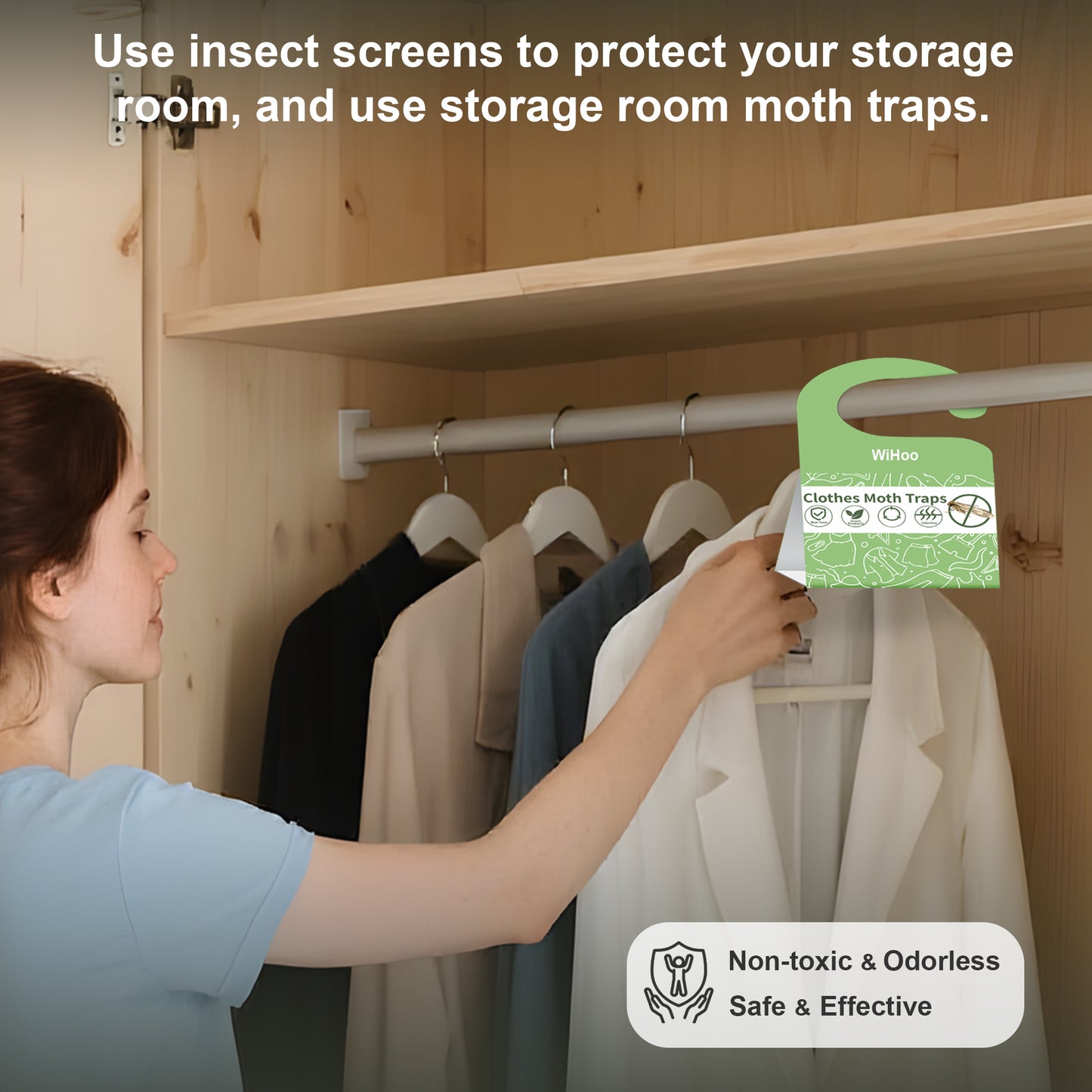 WiHoo Pesticides Clothes Moth Traps for Clothes Closets 6-Pack for House Indoor Clothing Carpet