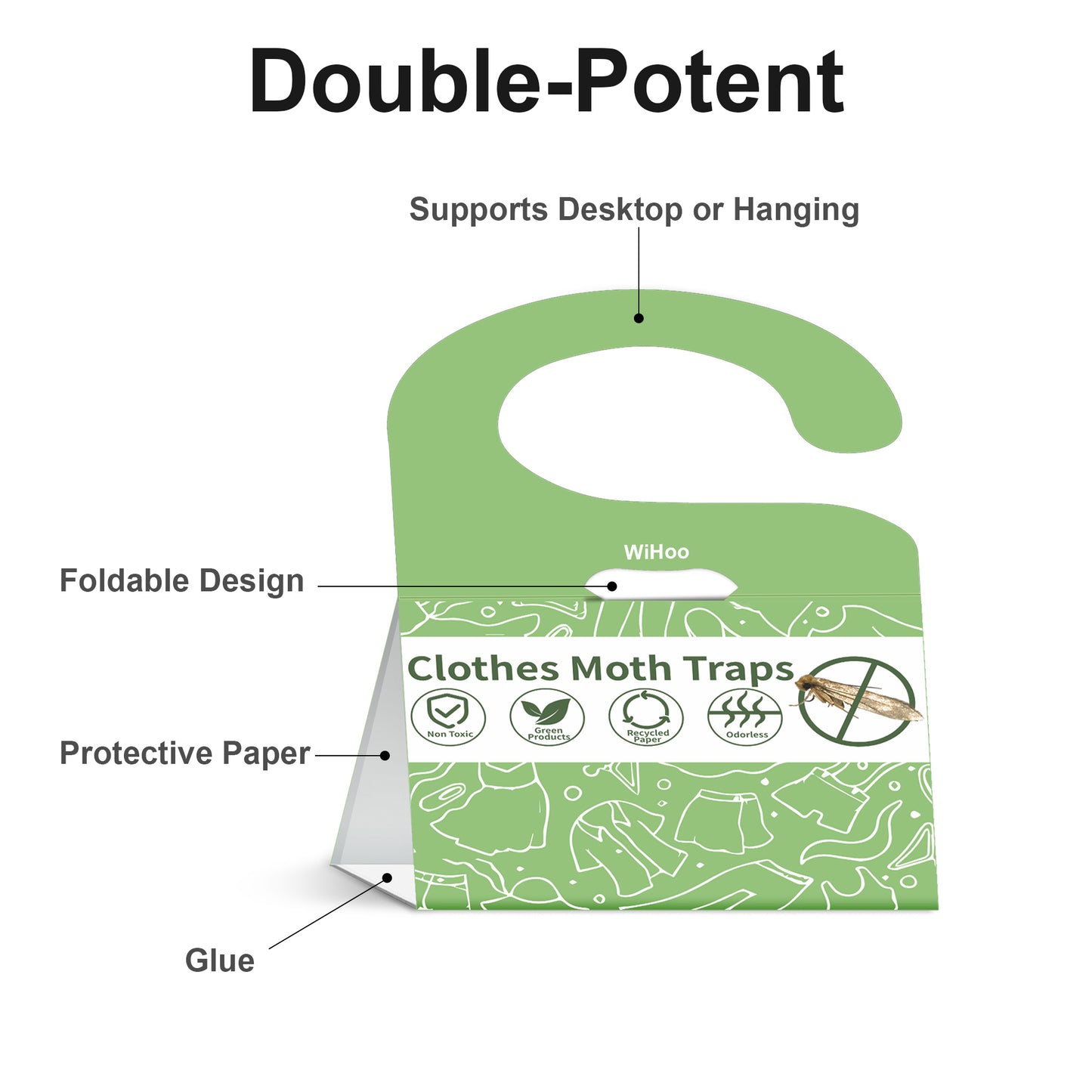WiHoo Pesticides Clothes Moth Traps for Clothes Closets 6-Pack for House Indoor Clothing Carpet