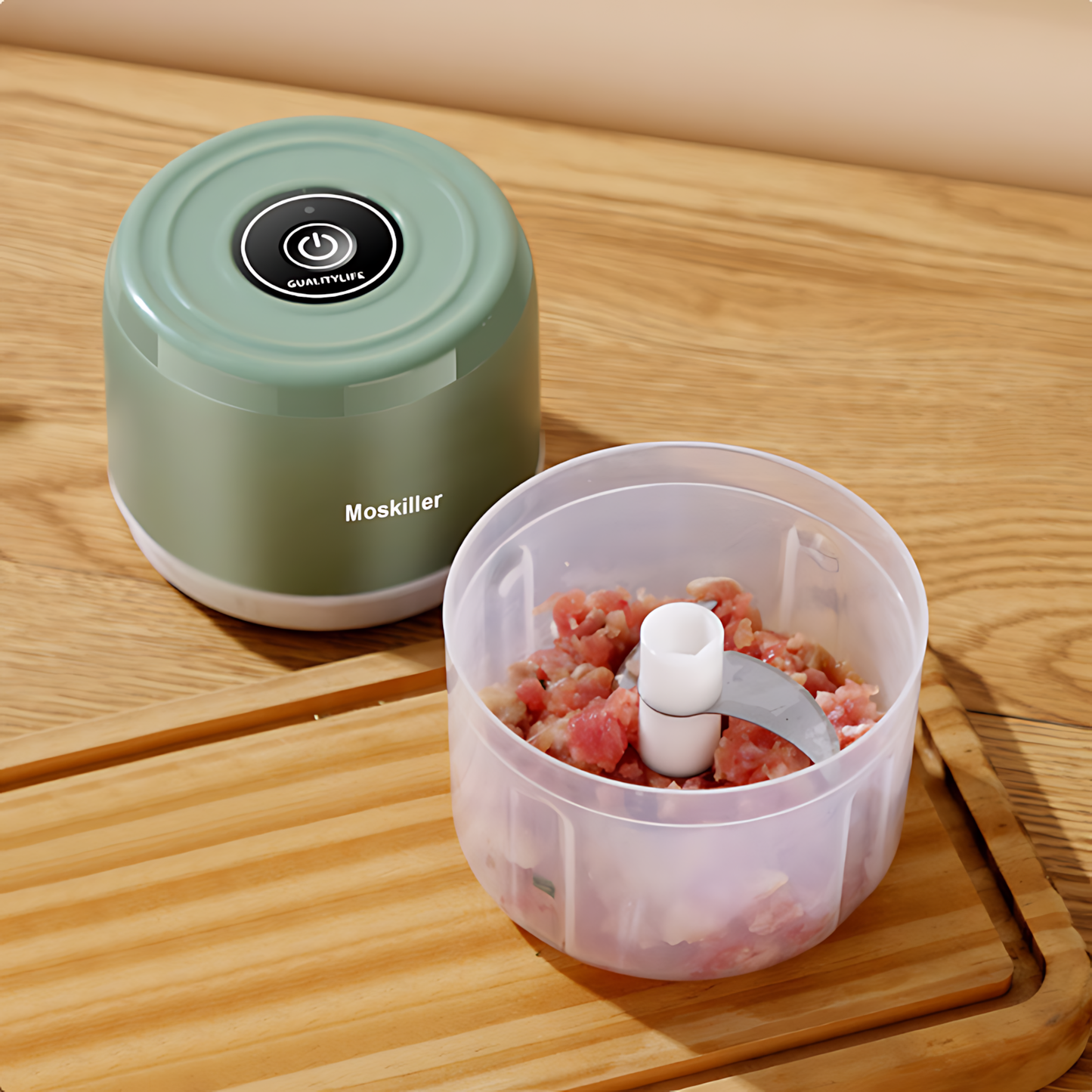 Moskiller Electric Garlic Chopper, Mini Portable Veggie Chopper, 250ML Garlic Grinder Masher Onion Chopper, Blender to Vegetable, for Ginger, Chili, Fruit, Meat